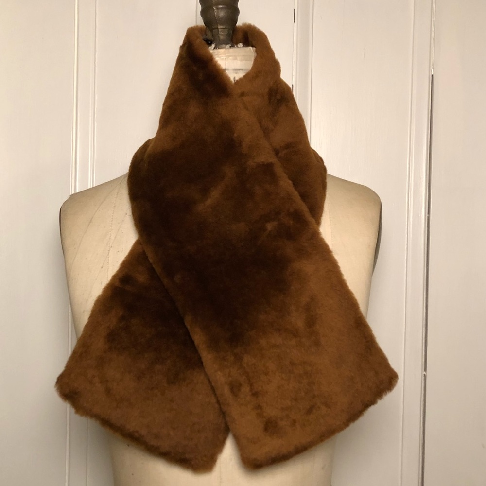 J Crew Shearling and Plaid Scarf NWT
